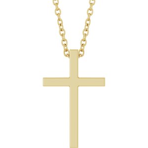 14K Yellow Gold 15x9.5 mm Cross 18" Necklace