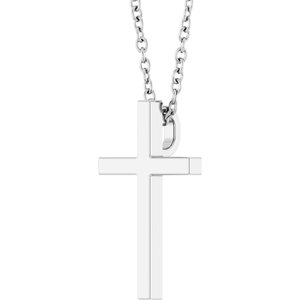 Platinum 15x9.5 mm Cross 18" Necklace