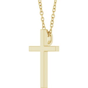 14K Yellow Gold 15x9.5 mm Cross 18" Necklace