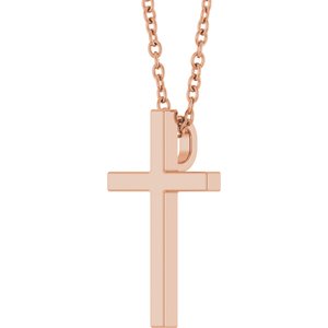 14K Rose Gold 15x9.5 mm Cross 18" Necklace