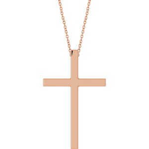 14K Rose Gold 33x20.9 mm Cross 18" Necklace