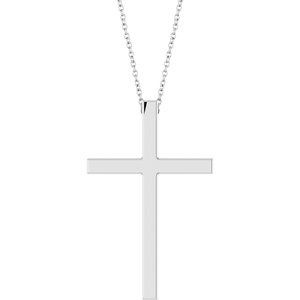 Platinum 33x20.9 mm Cross 18" Necklace