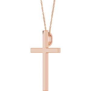 14K Rose Gold 33x20.9 mm Cross 18" Necklace