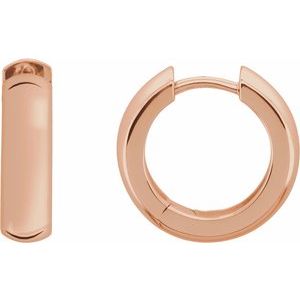 14K Rose Gold 16 mm Hinged Hoop Earrings