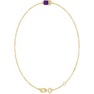 14K Yellow Gold Natural Amethyst 6 1/2-7 1/2" Bracelet