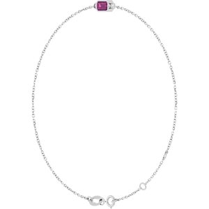 14K White Gold Natural Pink Tourmaline 6 1/2-7 1/2" Bracelet