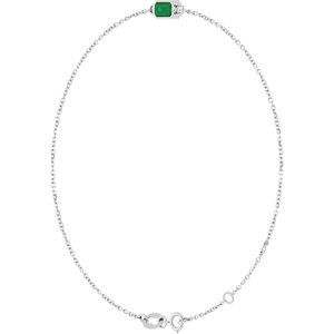14K White Gold Lab-Grown Emerald 6 1/2-7 1/2" Bracelet