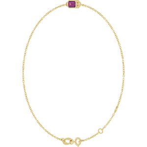 14K Yellow Gold Natural Pink Tourmaline 6 1/2-7 1/2" Bracelet