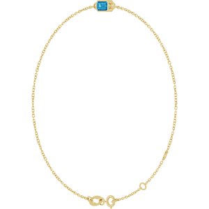 14K Yellow Gold Natural Blue Zircon 6 1/2-7 1/2" Bracelet
