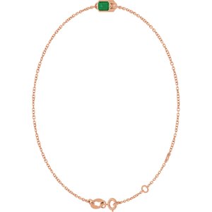 14K Rose Gold Lab-Grown Emerald 6 1/2-7 1/2" Bracelet