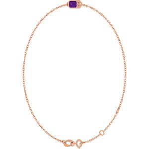 14K Rose Gold Natural Amethyst 6 1/2-7 1/2" Bracelet
