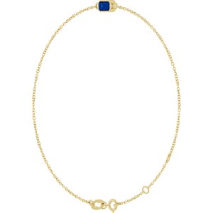 14K Yellow Gold Lab-Grown Blue Sapphire 6 1/2-7 1/2" Bracelet