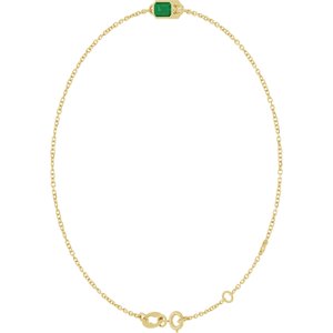 14K Yellow Gold Natural Emerald 6 1/2-7 1/2" Bracelet