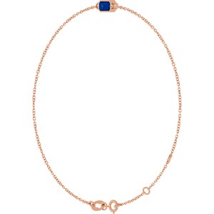 14K Rose Gold Lab-Grown Blue Sapphire 6 1/2-7 1/2" Bracelet