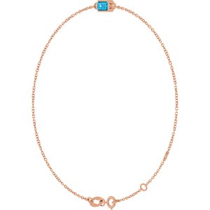 14K Rose Gold Natural Aquamarine 6 1/2-7 1/2" Bracelet