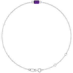 14K White Gold Natural Amethyst 6 1/2-7 1/2" Bracelet