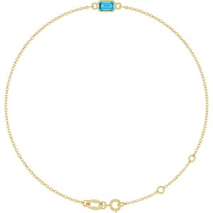 14K Yellow Gold Natural Aquamarine 6 1/2-7 1/2" Bracelet