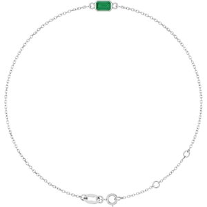 14K White Gold Lab-Grown Emerald 6 1/2-7 1/2" Bracelet