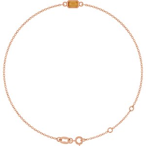 14K Rose Gold Natural Citrine 6 1/2-7 1/2" Bracelet