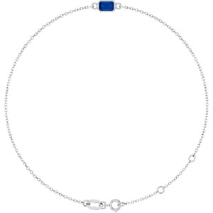 14K White Gold Natural Blue Sapphire 6 1/2-7 1/2" Bracelet