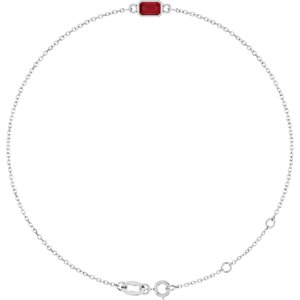 14K White Gold Lab-Grown Ruby 6 1/2-7 1/2" Bracelet