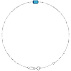 14K White Gold Natural Blue Zircon 6 1/2-7 1/2" Bracelet