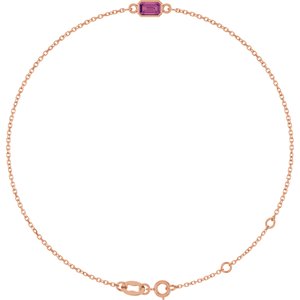 14K Rose Gold Natural Pink Tourmaline 6 1/2-7 1/2" Bracelet