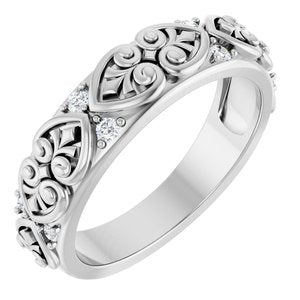 14K White Gold 1/6 CTW Natural Diamond Accented Sculptural Band