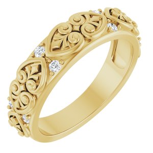 14K Yellow Gold 1/6 CTW Lab-Grown Diamond Accented Sculptural Band