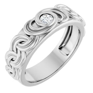 14K White Gold 1/8 CT Natural Diamond Band