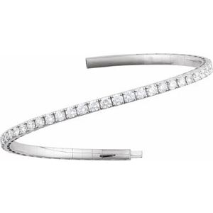 14K White Gold 3 CTW Lab-Grown Diamond  Flexible Bangle 7" Bracelet
