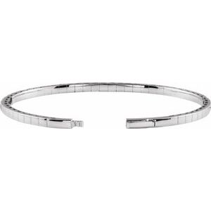 14K White Gold 3 CTW Lab-Grown Diamond  Flexible Bangle 7" Bracelet