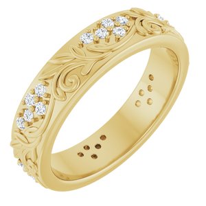 14K Yellow Gold 1/2 CTW Lab-Grown Diamond Floral Band