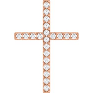 14K Rose Gold .08 CTW Natural Diamond Cross Pendant