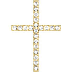 14K Yellow Gold .08 CTW Natural Diamond Cross Pendant