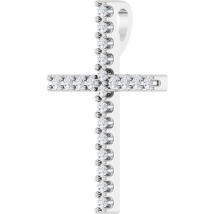 14K White Gold .08 CTW Natural Diamond Cross Pendant