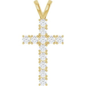 14K Yellow Gold 3/4 CTW Natural Diamond Cross Pendant