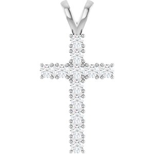 Platinum 3/4 CTW Natural Diamond Cross Pendant