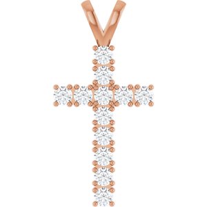 14K Rose Gold 3/4 CTW Natural Diamond Cross Pendant