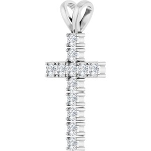 Sterling Silver 3/4 CTW Natural Diamond Cross Pendant