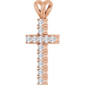14K Rose Gold 3/4 CTW Natural Diamond Cross Pendant