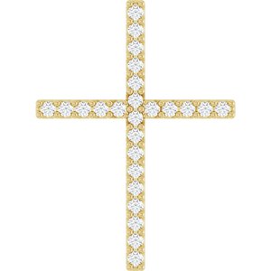 14K Yellow Gold 1/10 CTW Natural Diamond Cross Pendant
