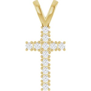 14K Yellow Gold 1/5 CTW Natural Diamond Cross Pendant