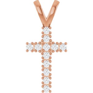 14K Rose Gold 1/5 CTW Natural Diamond Cross Pendant