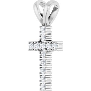 14K White Gold 1/5 CTW Natural Diamond Cross Pendant