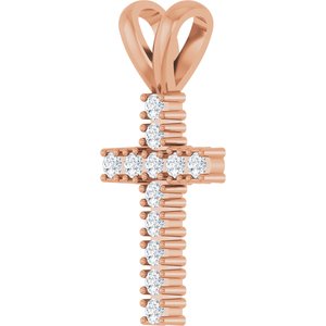 14K Rose Gold 1/5 CTW Natural Diamond Cross Pendant