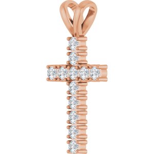 14K Rose Gold 1/2 CTW Natural Diamond Cross Pendant