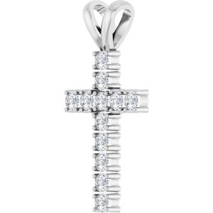 Sterling Silver 1/2 CTW Natural Diamond Cross Pendant