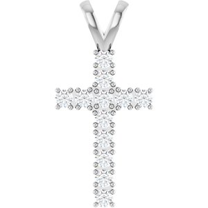 Sterling Silver 1/2 CTW Natural Diamond Cross Pendant