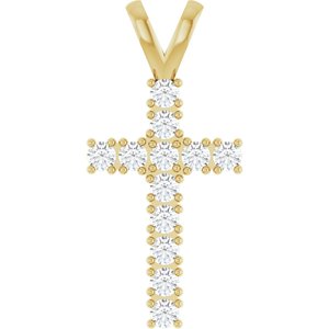 14K Yellow Gold 1/2 CTW Natural Diamond Cross Pendant
